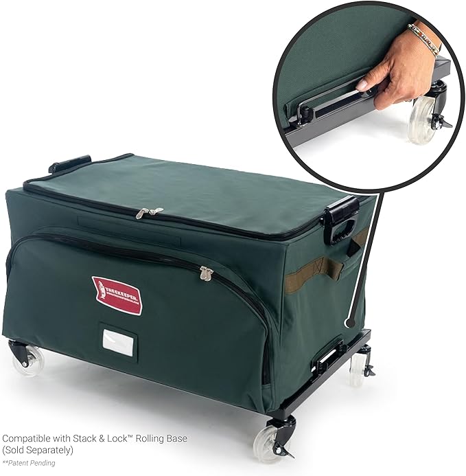 TreeKeeper Stack & Lock™ Adjustable Christmas Ornament Storage Box Holds 48 Ornaments up to 6 Inches Tall by Any Width/Length, 2 Removable Trays with Moving Dividers