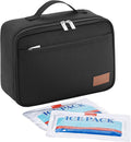 Lifewit Freezable Lunch Box, Insulated Reusable Lunch Bag with 2 Ice Packs, Mini Cooler Snack Bag for Bento Box for Salad, Sandwich, Snacks fo Men Women for Work, Black 5L