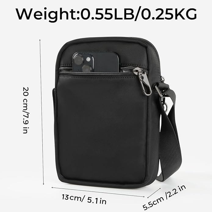 BROADREAM Small Crossbody Bag Men Women, Anti-Theft Crossbody Sling bags - Mini Shoulder Travel Bag for Hiking Sports