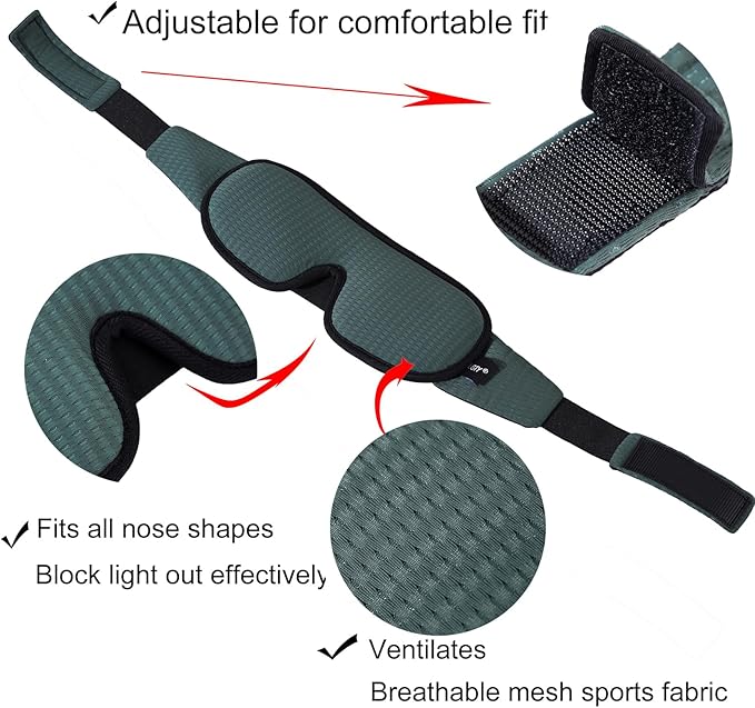 Sleep Mask for Men and Women 3D Contoured Eye Mask Patented Adjustable Light Blocking Night Mask for Sleeping (Green)