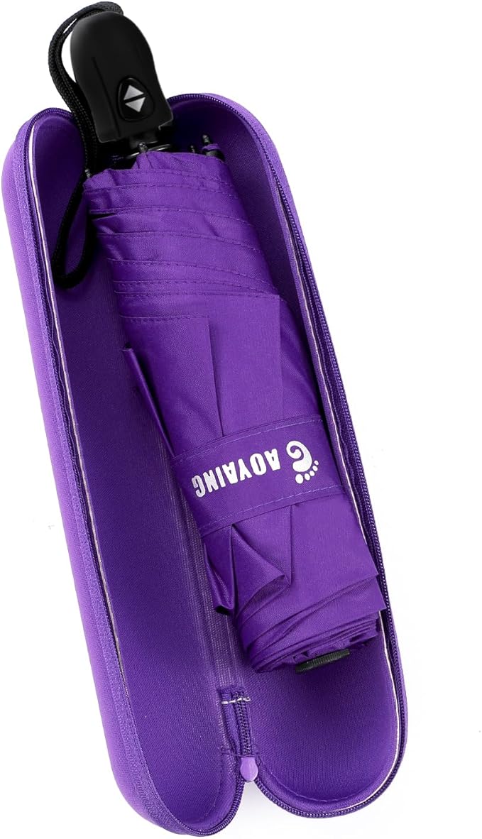 GAOYAING Compact Automatic Travel Umbrella with Case, Mini Small Folding Sun UV, Pocket Purse Umbrella