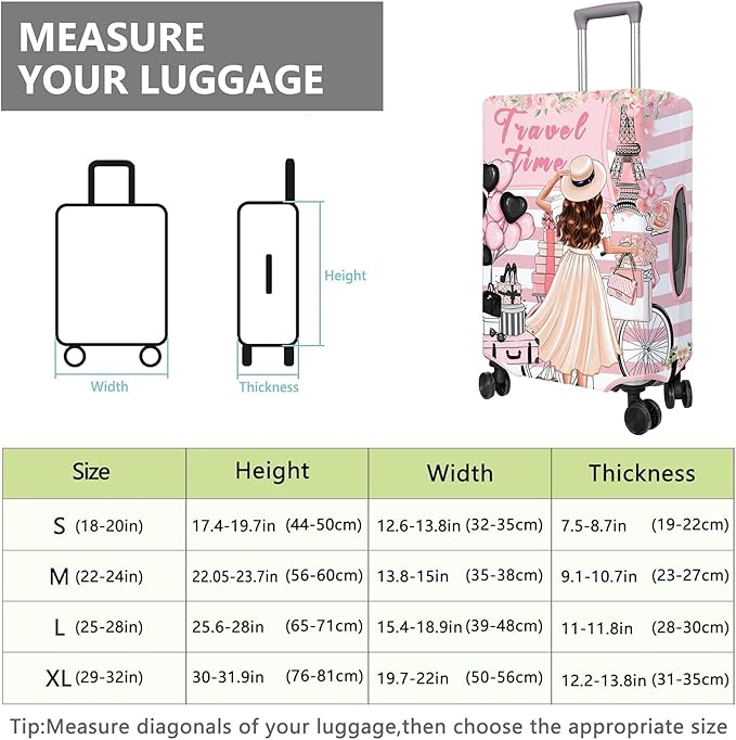 Travel Luggage Cover Suitcase Protector Fits 18-32 Inch Wheel Covers PatternedTravel Related Items Flower Luggage Protector Elastic XL
