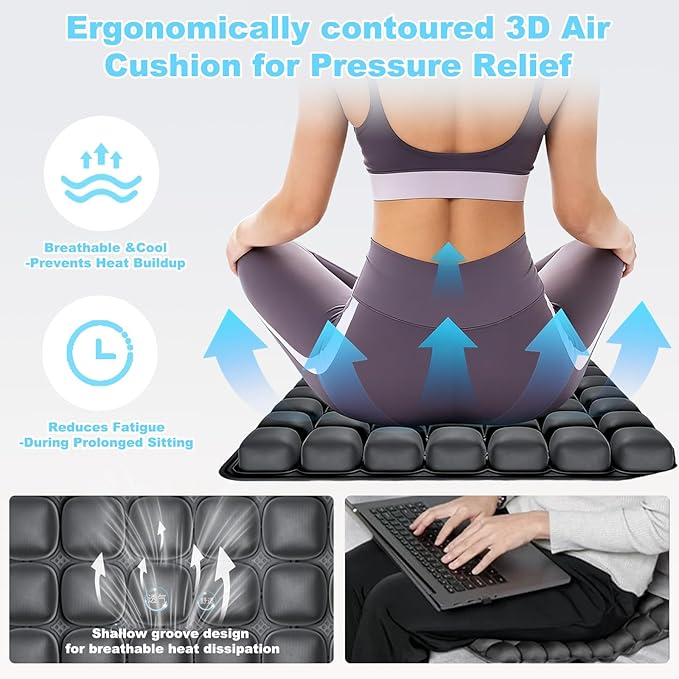 Travel Cushion Airplane Seat, Airplane Seat Cushion for Long Flights,Press Type Air Inflatable Wheelchair for Car,Office,Stadium,Ergonomic Comfort Support,Travel Seat Cushion