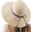 DRESHOW Beach Hats for Women Big Straw Wide Brim Summer Hat Floppy Foldable Roll up Cap Sun Hat UPF 50+