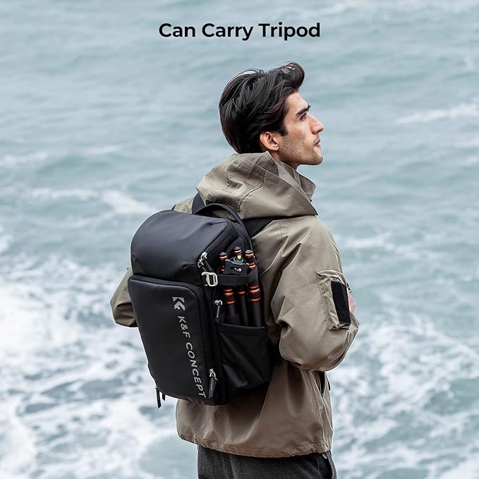 K&F CONCEPT Camera bags Waterproof 25L Large Capacity Camera Case with Raincover Camera Case 15.6 Inch Laptop Compartment Compatible with Canon/Nikon/Sony/DJI Mavic Drone Travel Camera Backpack