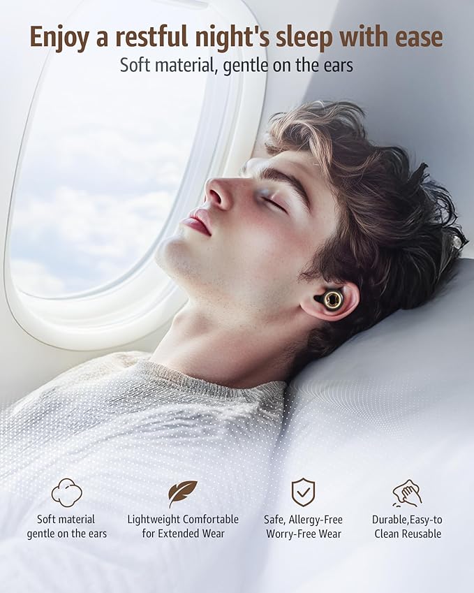 Ear Plugs for Sleeping Noise Cancelling: 45db Ultra-Comfy Reusable Noise-Reducing Earplugs for Concerts/Shooting/Travel/Snoring-Silicone Hearing Protection Earbuds with 8 Eartips
