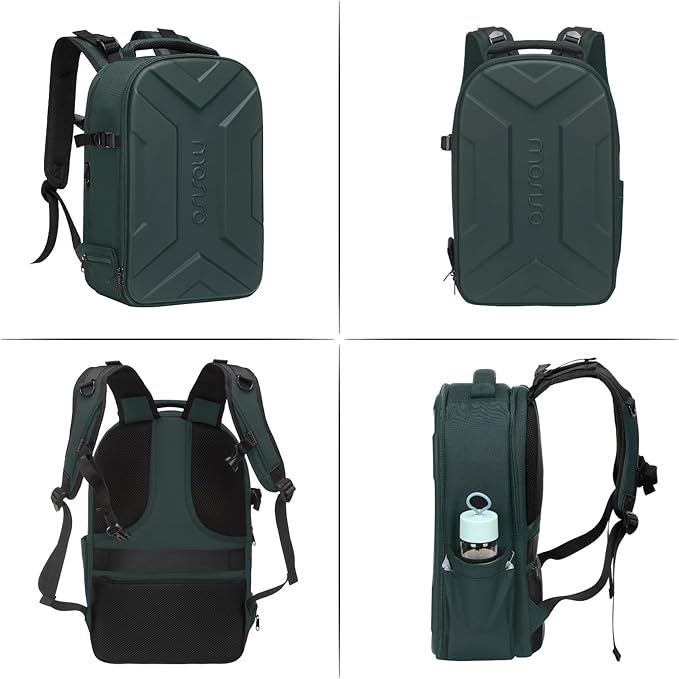 MOSISO Camera Backpack, DSLR/SLR/Mirrorless Photography Camera Bag Waterproof Artistic Geometric Hardshell Case with Tripod Holder&15-16 inch Laptop Compartment for Canon/Nikon/Sony, Emerald Green