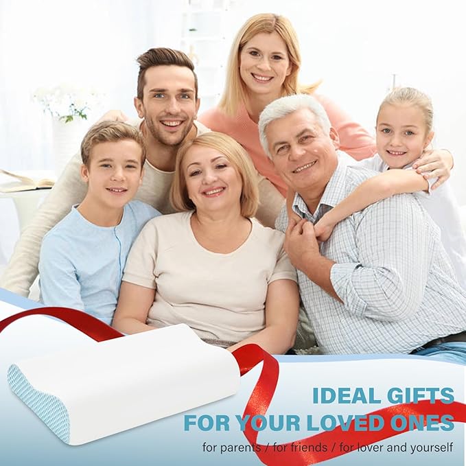 Memory Foam Cooling Bed Pillows for Sleeping, Ergonomic Cervical Pillow for Neck and Shoulder Pain Relief, Adjustable Cold Pillow with Pillowcase,Blue