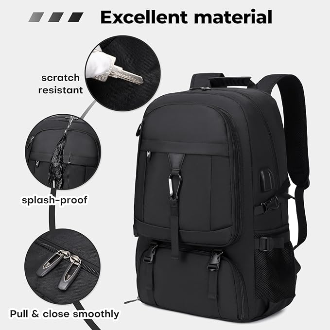 17.3 Inch gym backpack with shoe compartment,50L Multiple Compartments Backpacks, Airline Approved Carry on Travel Daypack Anti Theft with USB Charging Port,for Men Women Travel Work Business