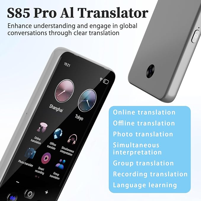 Language Translator Device, Real Time Translation Device for 138 Languages/Chatgpt/Offline/Recording/Photo Translator, 3.97"Touch Screen, Portable Translator for Business Travel Learning