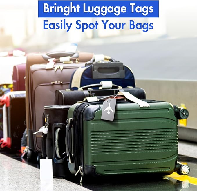 Luggage Tag for Suitcases, Quickly Spot 8 Pack Luggage Identifier Tags, Travel Accessories Name Tags for Backpacks, Suitcases, Travel Bags, Baggage, Cruise - Flexible Silicone(Gray)