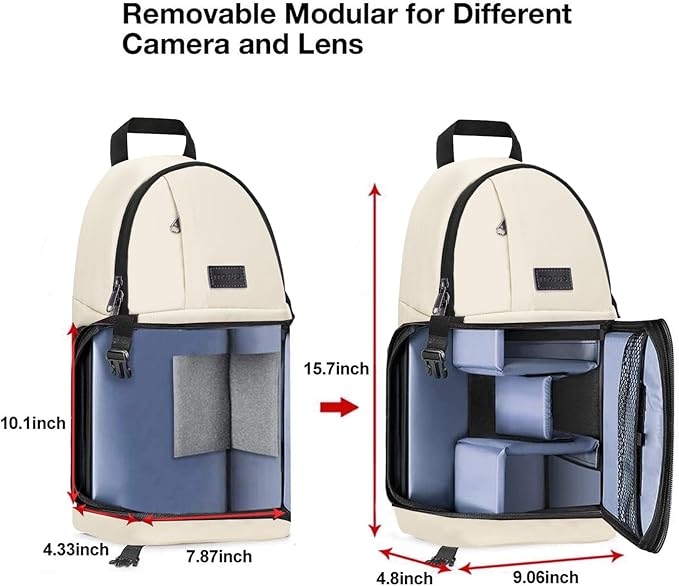 MOSISO Camera Sling Bag, DSLR/SLR/Mirrorless Camera Backpack Case Shockproof Photography Backpack with Tripod Holder & Removable Modular Inserts Compatible with Canon/Nikon/Sony/Fuji