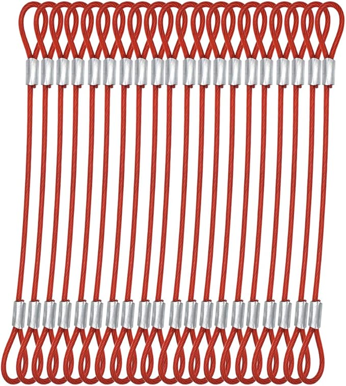 15 pcs 7.9 inch(20cm) 3mm Thickness Stainless Steel Wire Cable with Loops Vinyl Cover Coated Short Rope Lanyard Lock Safety Tether Chains,Red