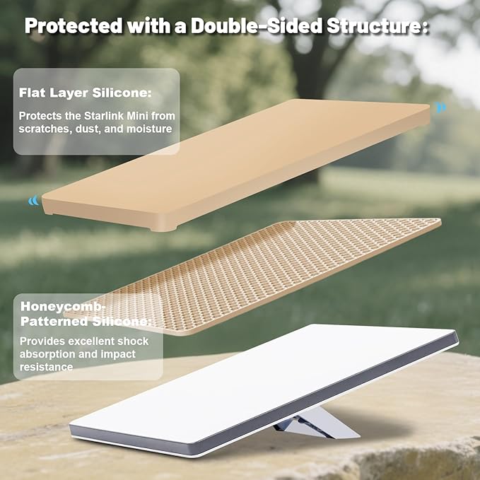 Starlink Mini Protective Cover Case, Starlink Mini Accessories Silicone Protective Case for Starlink Mini Dish Khaki