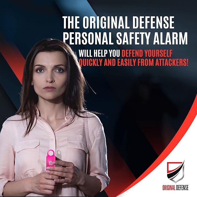 Original Defense® Siren Self-Defense Alarm (Magenta) - 130 dB Keychain Alarm with LED Strobe Light for Women, Children, and Elderly - Police Recommended