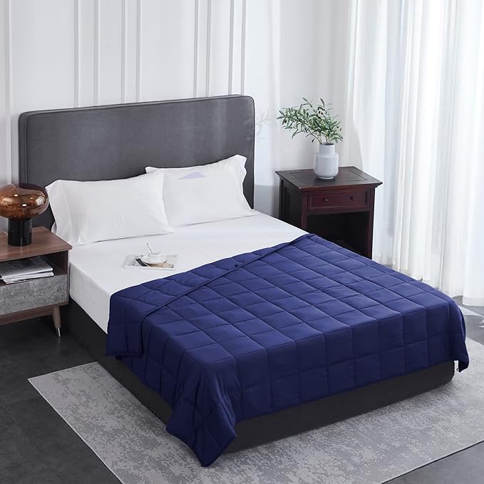 L'AGRATY Weighted Blanket - 48"x72" 15lbs Cooling Breathable Heavy Blanket Microfiber Material with Glass Beads Big Blanket for Adult All-season Summer Fall Winter Soft Thick Comfort Blanket