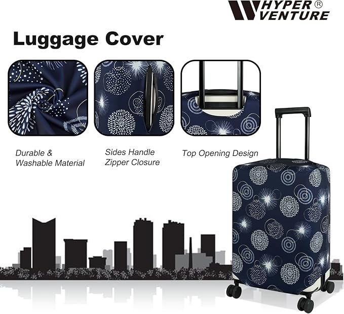 HYPER VENTURE Washable Luggage Cover - Fashion Suitcase Protector Fits 31-32 Inch Luggage (Sparkler, XL)