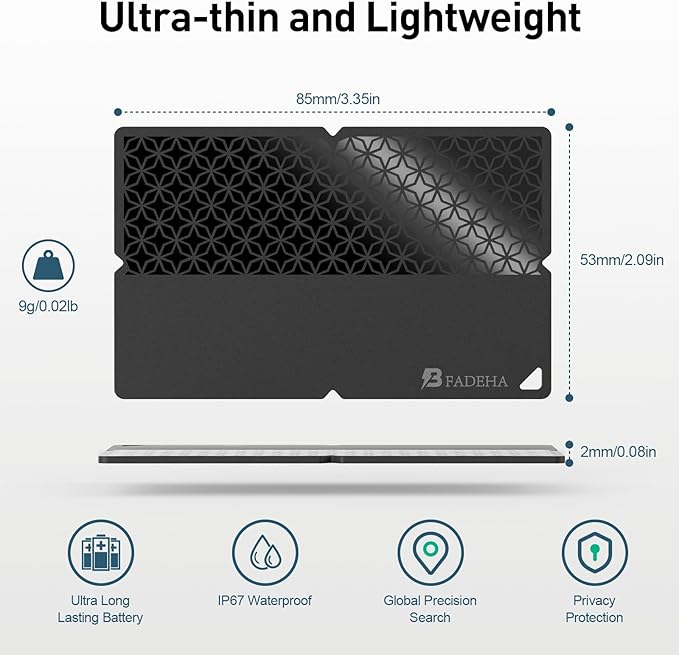 2025 [Apple MFi Certified] (iOS Only) Bluetooth Tracker Smart Finder for Apple Find My, iPhone Card Wallet Finder GPS Tracker, 5-10 Years Battery, Keys Finder and Item Locator for Keys, Bags, Passport