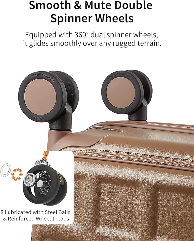aji Expandable Top Opening Luggage Sets 2 Piece with Spinner Wheel, 20/26 Inch Luggage with TSA Lock, Lightweight PC Hard Shell Travel Luggage Suitcases for Men Women, 2-Piece Set, Chocolate Brown