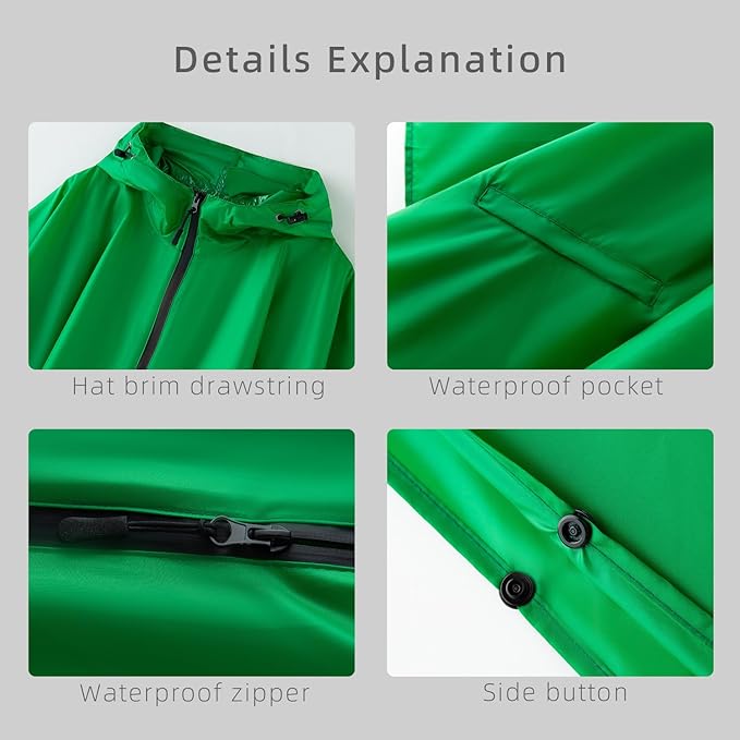 Cloak raincoat Unisex poncho Adult hooded men and women with pockets Mountaineering hiking rainstorm prevention