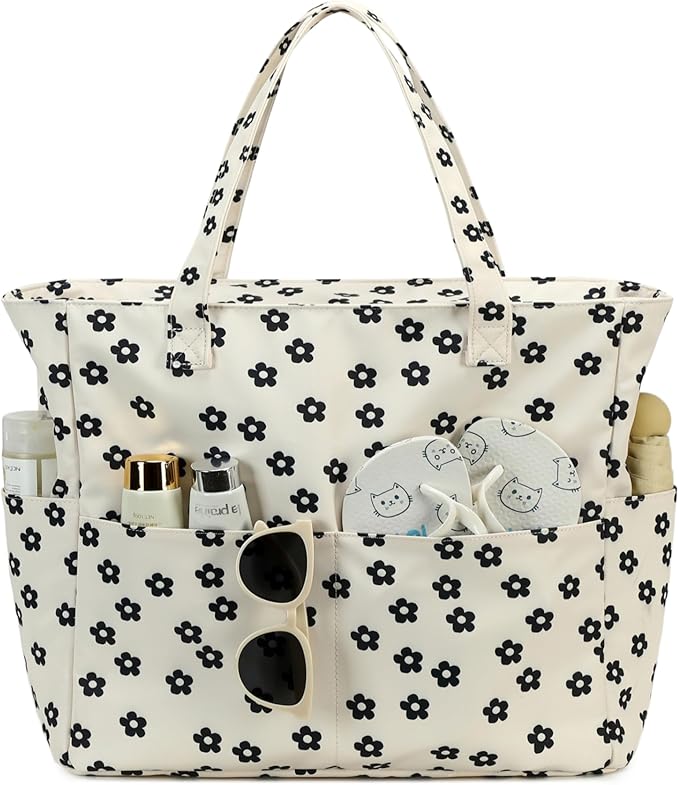 Waterproof Beach Tote Pool Bags for Women Ladies Extra Large Gym Tote Carry On Bag With Wet Compartment for Weekender Travel