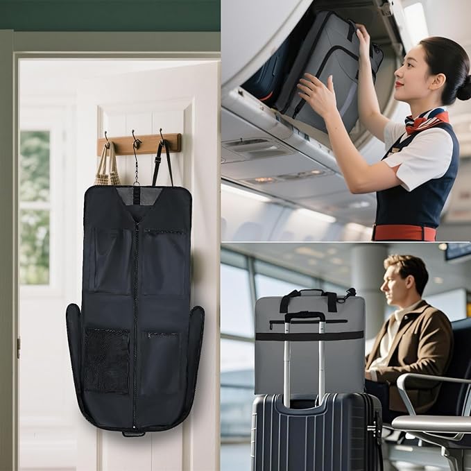 Garment Bags for travel,Hanging clothes Bag for Men Women,Suit Bags with Shoulder Strap,Wedding dress/shirt carry on luggage with fence hook,Wrinkle Free foldable duffle bag,Waterproof luux travel bag