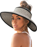 FURTALK Sun Hats for Women Wide Brim Beach Hat Straw Visor Ponytail Summer UV Packable Foldable Beach Vacation Essentials