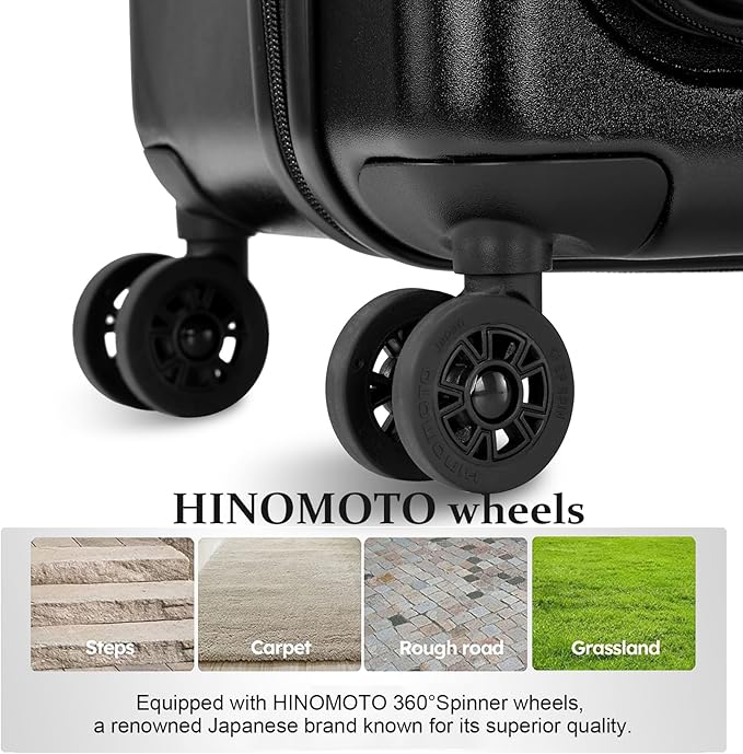 Premium Carry On Luggage, 29 Inch Top Opening Aluminum Frame Airline Approved ABS+PC Hard Shell Suitcases with Silent Wheels, TSA Lock, Front Pocket & Wet-dry Separated Six-piece set