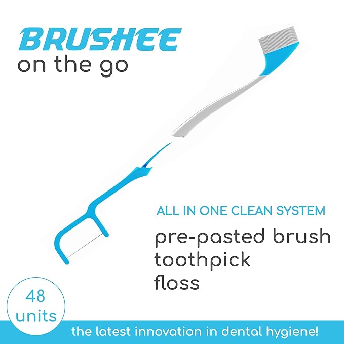 The Evolution of Oral Care | 4-in-1 Tool (Paste + Brush + Floss + Pick) | Individually Wrapped | Disposable | Prepasted Travel Toothbrushes | Small Adult Toothbrush - (48-Pack)