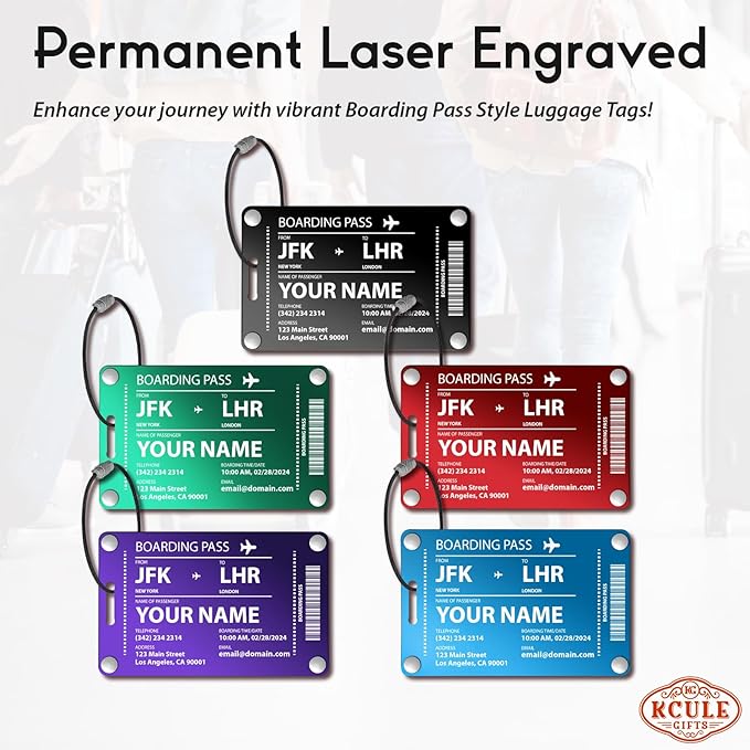Luggage Tags for Suitcases: Boarding Pass Style Personalized Luggage Tags and Bags with Customizable Flight Details