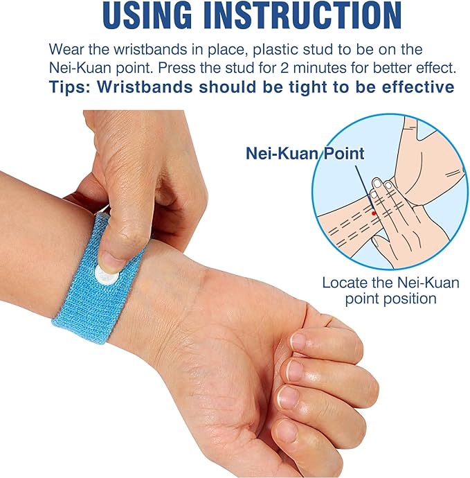Motion Sickness Bands Anti Nausea Wristband for Adult and Kids Morning Sickness Relief for Pregnant Women Acupressure Nausea Relief for Car, Sea, Air Sickness - 2 Pairs Blue, Blue