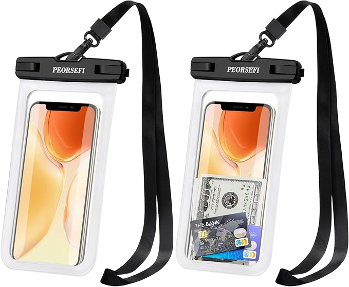 Universal Waterproof Phone Pouch-Waterproof Phone Case for iPhone 15 14 13 12 Pro Max XS Plus Galaxy S24+ S23 Up to 7",IPX8 Waterproof Cellphone Dry Bag Beach Vacation Cruise Ship Essentials-2 Pack