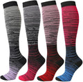 Kickticks 4 Pairs Compression Socks for Woman & Man Unisex 20-30mmHg Knee high Plus Size Wide Calves for Flying Running…