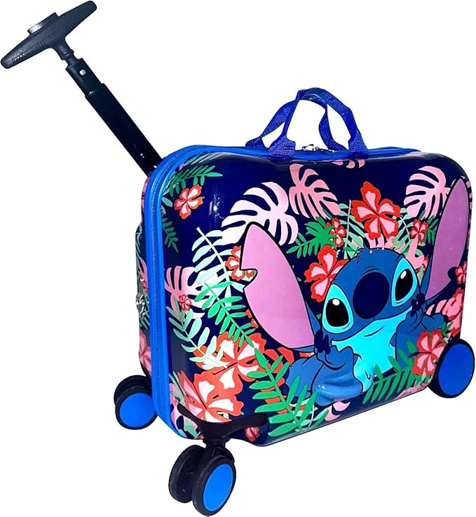 Fast Forward Ride-On 18" Suitcase For Kids/Tow-Along Toddler Carry-On Luggage With Wheels (Stitch)