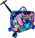 Fast Forward Ride-On 18" Suitcase For Kids/Tow-Along Toddler Carry-On Luggage With Wheels (Stitch)