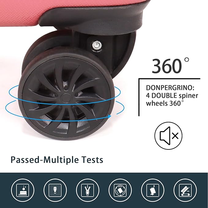 Luggage Set 3 Pieces (20/24/28) -Suitcase Set - Carry on Luggage with Wheels - Check-in Luggage - PC + ABS Durable Suitcase Rotating Silent Wheels Hardside Luggage with Spinner Wheels,5pcs (Pink)