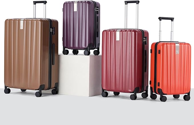 Hanke 29 Inch Luggage Suitcases With Spinner Wheels Lightweight PC hardside Rolling Suitcase With Travel Lock, Checked-Large 29-Inch Christmas Gifts for Birthday （Orange）