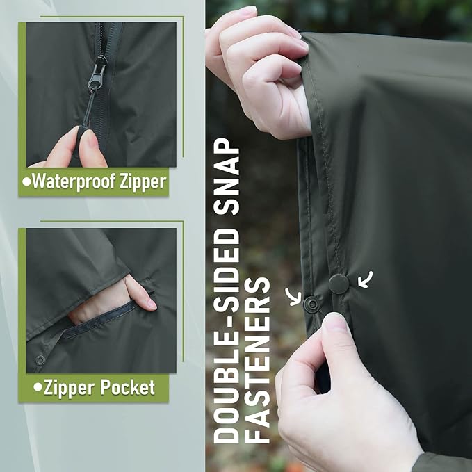 SaphiRose Unisex Rain Poncho Raincoat Hooded for Adults Women with Pockets