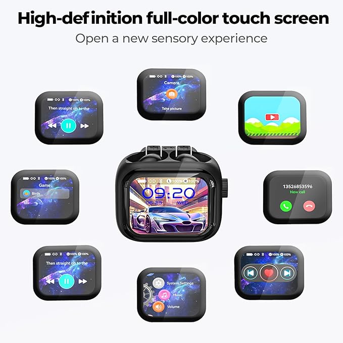 NE40 Earbuds with LCD Screen, NE40 Translation Earbuds, Bluetooth 6.0 Translation Earphone Real Time for 134 Languages, Translator Headphones with 7 Translation fit iOS&Android, Black