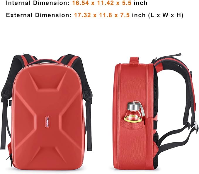 MOSISO Camera Backpack, DSLR/SLR/Mirrorless Photography Camera Bag 15-16 inch Waterproof Hardshell Case with Tripod Holder&Laptop Compartment Compatible with Canon/Nikon/Sony, Red