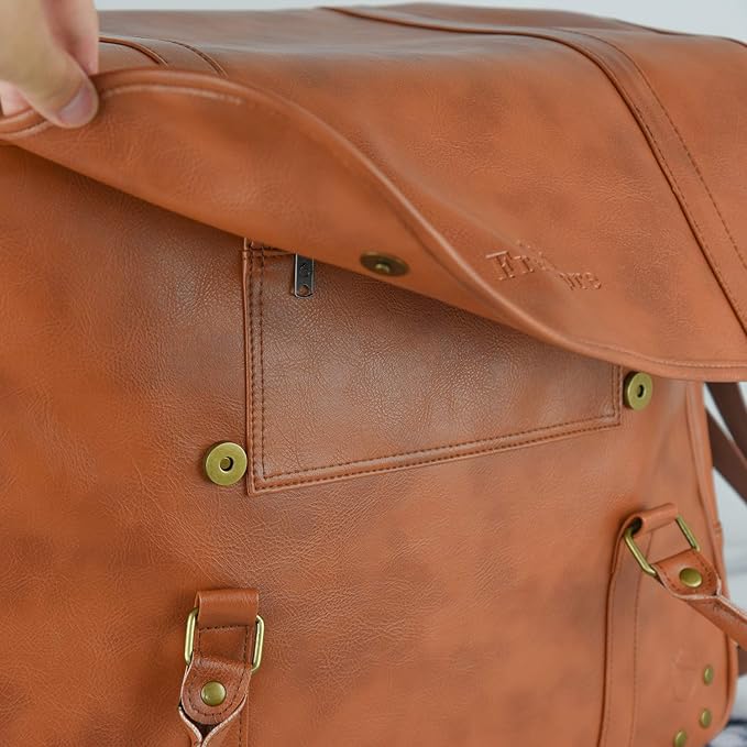 Freshore® 6 Wine Bottles Carrier Leather Bag - Insulated Cooler Travel Tote - Premium Large Portable Bottle Carrying, Waterproof Full Padding Wine Lovers Protection, Light Brown