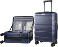 KROSER Carry On Luggage with Spinner Wheels & Built-in TSA Lock, Expandable Top Loading Hard Shell Suitcase Large Capacity Durable Rolling Luggage with USB Port, Carry-On 20-Inch, Navy
