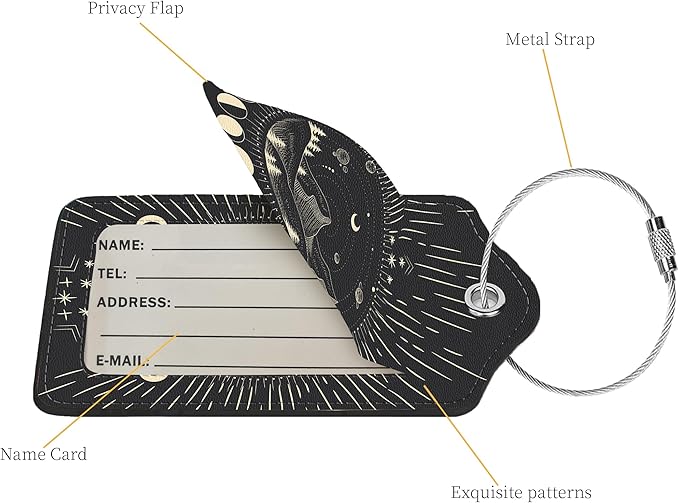 2 Pcs Luggage Tags for Suitcase, Cute Unique PU Leather Travel Bag Tag with Privacy Cover ID Label Address Card and Durable Metal Ring Suitable for Men Women Children Backpack,Mountain Range