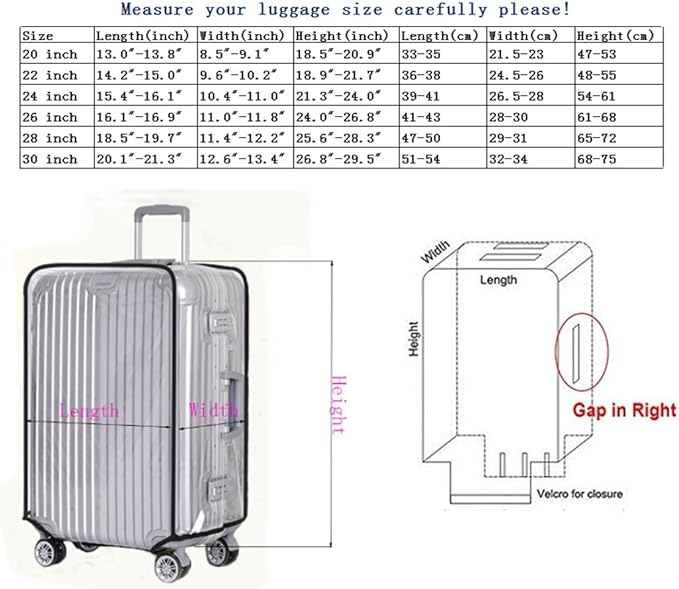 JenKin Luggage Protector Suitcase Cover PVC Waterproof Travel Suitcase Fits Most 20" to 30"(28")