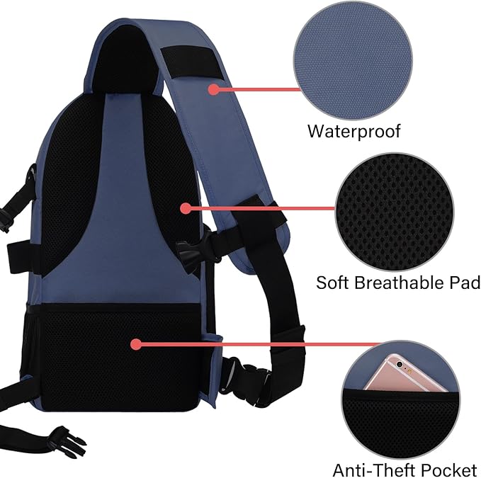 MOSISO Camera Sling Bag, DSLR/SLR/Mirrorless Camera Backpack Case Shockproof Photography Backpack with Tripod Holder & Removable Modular Inserts Compatible with Canon/Nikon/Sony/Fuji