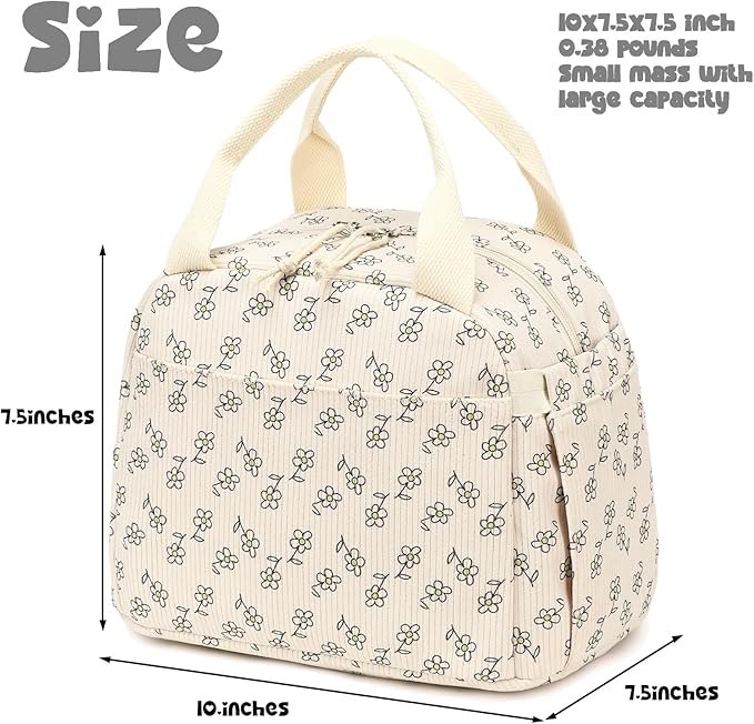 Bluboon Lunch Bag for Women Men Cute Corduroy Lunch Tote Bags Reusable Insulated Lunch Box Large Capacity Reusable Insulated Cooler for Work Picnic or Travel