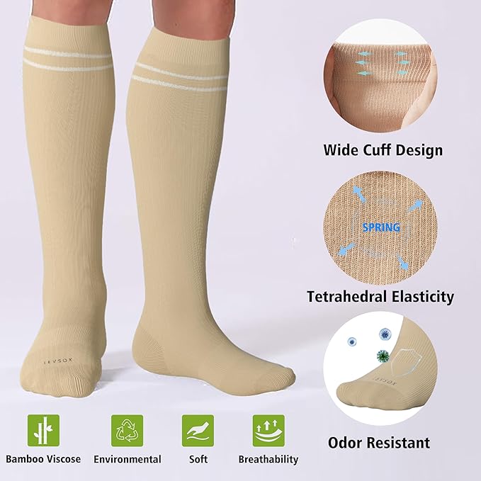 LEVSOX Compression Socks for Pregnant Women 20-30 mmHg Knee High Cute Funny Mens Supports Socks for Nurses, Medical, Travel