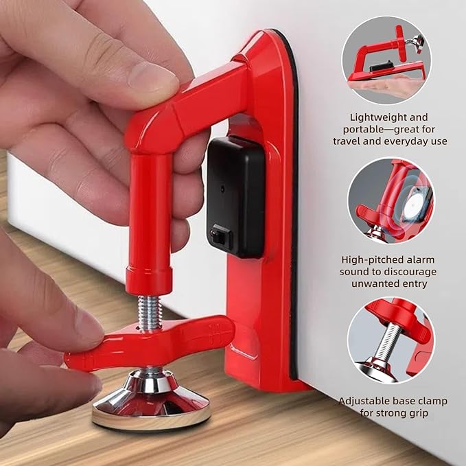 Portable Alarm Door Stopper, Portable Door Jammer, Travel Anti Theft Door Blocker, No Drill Door Stoppers Security for Home, Apartment, Office, Hotel, Travel, Portable Door Lock for Women, Children