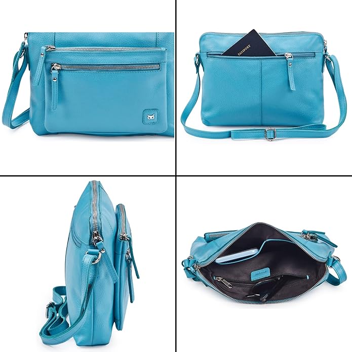 Wise Owl Accessories Small Soft Pebbled Real Leather Crossbody Handbags Purses Sling Crossover Shoulder Bag