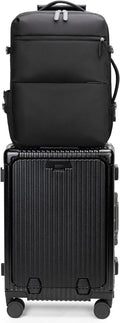 feilario 2 Piece Set 20in Aluminium Frame PC Hard Shell Spinner Wheels Luggage, Built-In TSA lock Carry on Suitcase, with Cup Holder, USB Port, Phone Holder